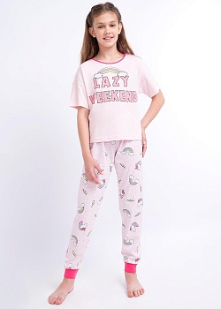 Пижама футболка + брюки для девочек Clever 172025