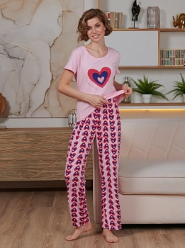 Пижама футболка + брюки для женщин Indefini 173391