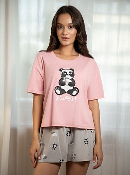 Пижама футболка + шорты для женщин Indefini 184952