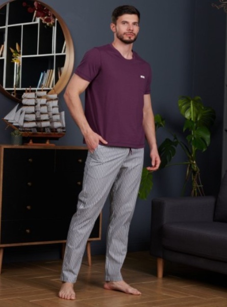 173377 Пижама мужская INDEFINI (футболка+брюки) PBC2016