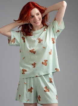 Пижама футболка + шорты для женщин Indefini 176232