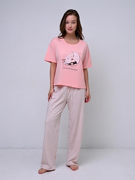 Пижама футболка + брюки для женщин Indefini 179745