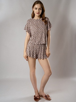 Пижама футболка + шорты для женщин Indefini 185651