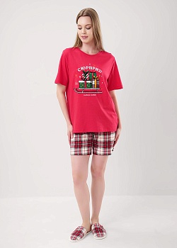 Пижама футболка + шорты Новый год для женщин Clever 185180